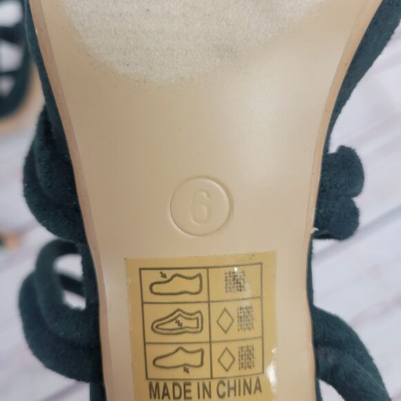 So Me Dark Green Strappy 4in Stiletto High Heels Size 6 - Picture 7 of 8